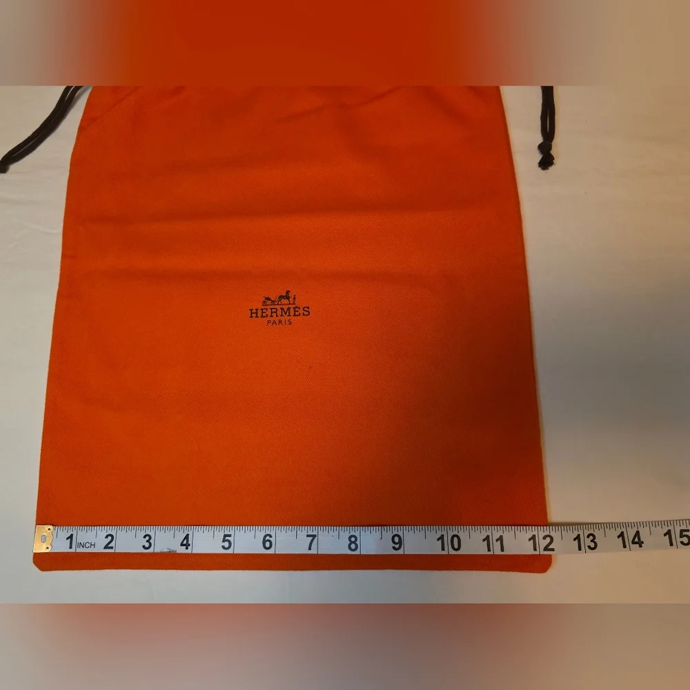 Hermès Orange Dust Bag Small Cotton Drawstring 12x14 Approx